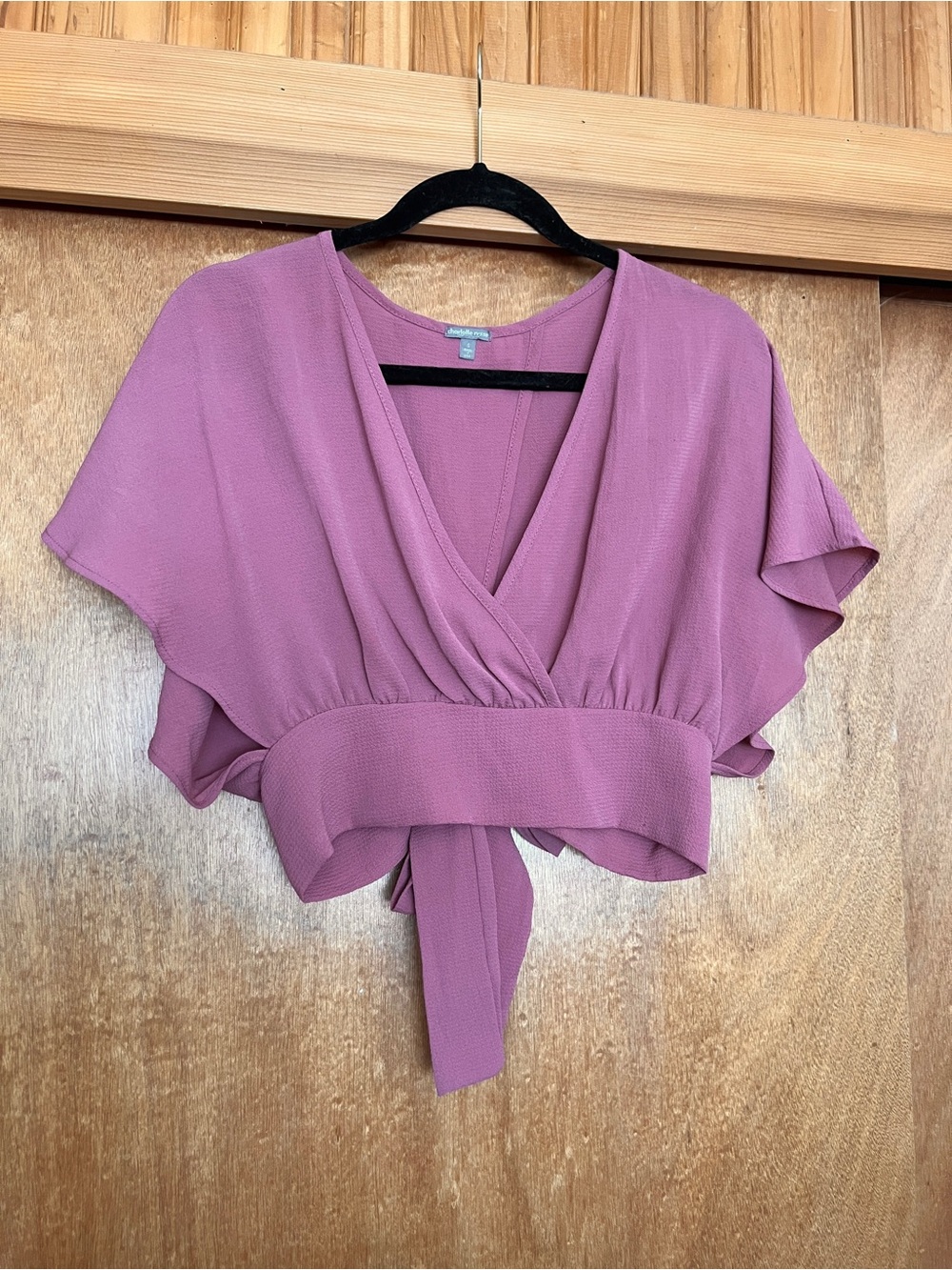 Charlotte Russe Mauve Pink Wrap Crop Top
